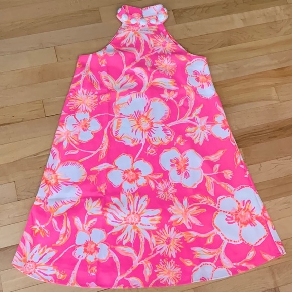 Lilly Pulitzer Alli Prosecco Pink Floral Halter Swing Dress - Picture 4 of 14